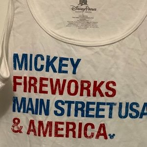 Disney White Tank Top with Red and Blue Print